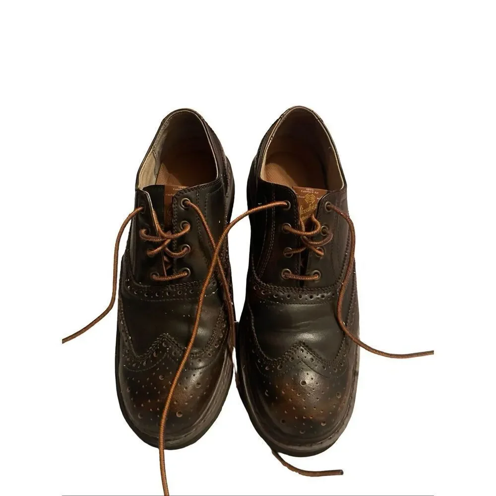 Skechers Mens Brown Memory Foam Leather Wingtip Oxford Shoes Size 11
